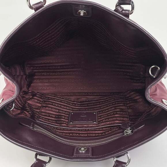 Prada Logo Handbag Tote Bag Nylon Bordeaux BN1841 Women's - Picture 7 of 8